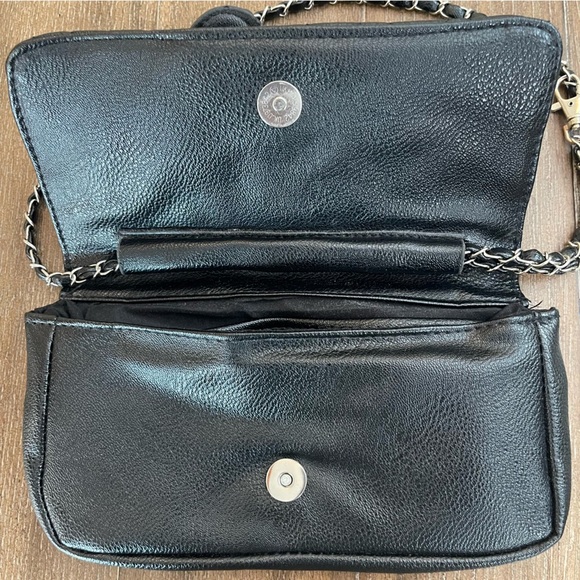 Mini Pouchet Shoulder Bag Crossbody Quilted Butterfly 90’s Y2K Embossed Black - Picture 4 of 7